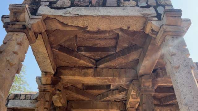 Ancient Stone Pavilion Architecture in Hampi, India