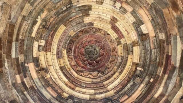 Intricate Floral Ceiling of an Ancient Indian Temple