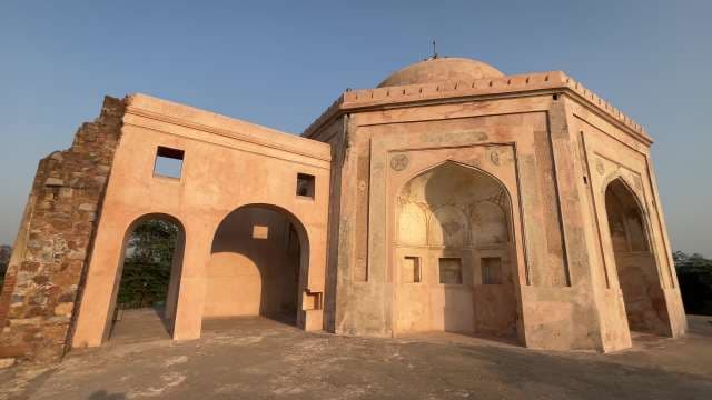 Historic Mughal-Era Tomb in Delhi at Sunset