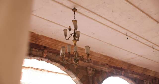 Elegant Antique Chandelier in Historic Building Interior