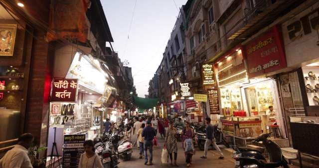 Bustling Evening at Chandni Chowk Market in Delhi