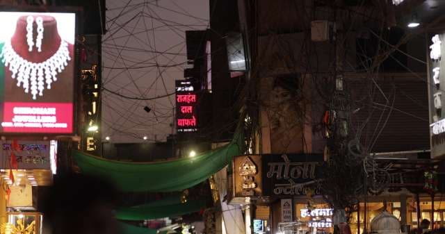 Vibrant Night Shopping Street in Indore Market