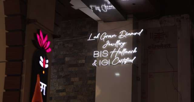 Indore - Lab Grown Diamond Jewelry Storefront at Night in India