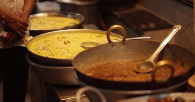 Authentic Indian Street Food Curries Served, Indore