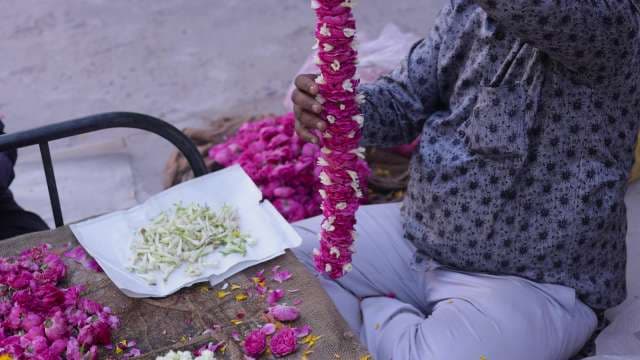 Crafting Traditional Indian Flower Garland by Hand