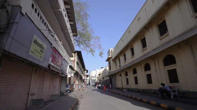 Quiet Morning Street in Indian City with Heritage Buildings