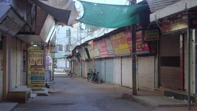 Closed Shops on Empty Indian Market Street