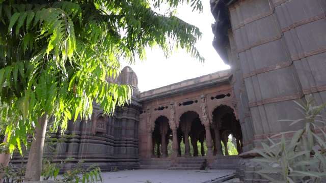 Ancient Indian Temple Courtyard in Sunlight
