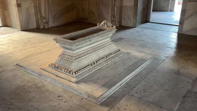 Intricate Marble Tomb Inside Historic Monument