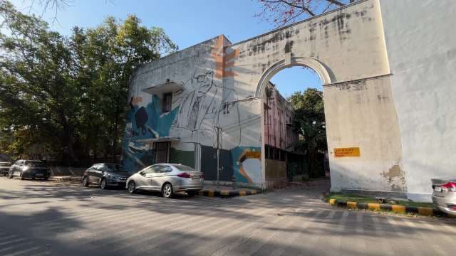Colorful Street Art on Historic Urban Archway