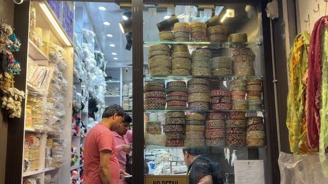 Traditional Indian Trim and Lace Shop Interior Display