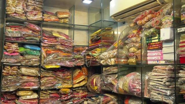 Vibrant Indian Dress and Accessory Shop Display