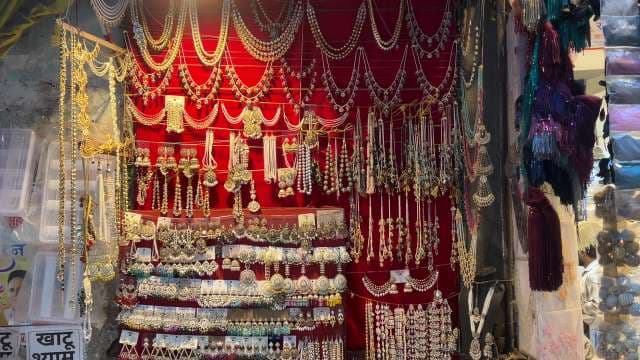 Traditional Indian Jewelry Display at Market Stall