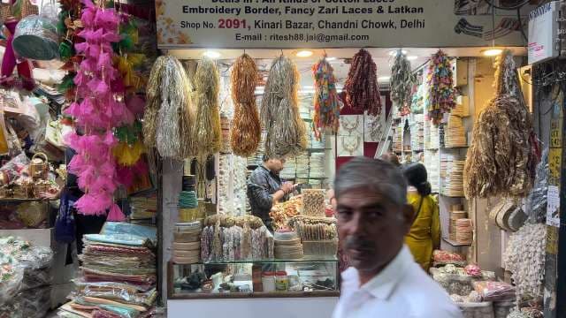Colorful Lace and Embroidery Shop in Chandni Chowk Market