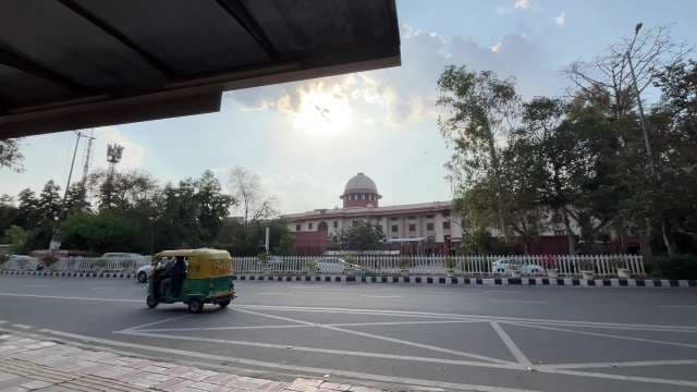 Supreme Court of India Street View With Auto Rickshaw