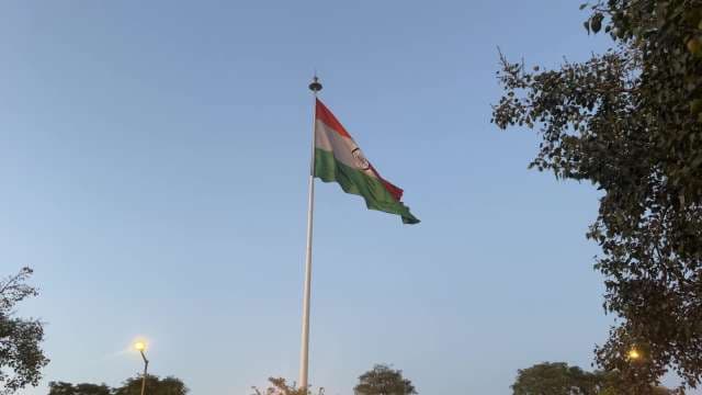 Giant Indian Flag Flutters at Connaught Place, New Delhi