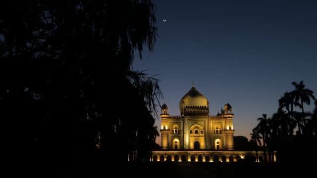Safdarjung Tomb Illuminated at Night in Delhi