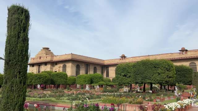 Lush Mughal Gardens at Indian Government Building in Delhi