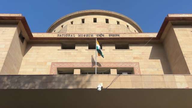 National Museum New Delhi Facade With Indian Flag