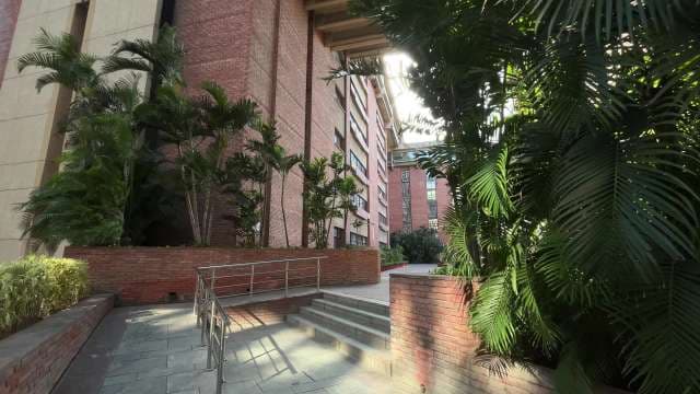 Urban Greenery Enhances Modern Brick Building Campus