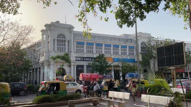 Bustling Connaught Place Street Scene in New Delhi