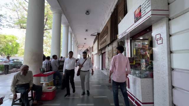 Bustling Walkway of Connaught Place, New Delhi