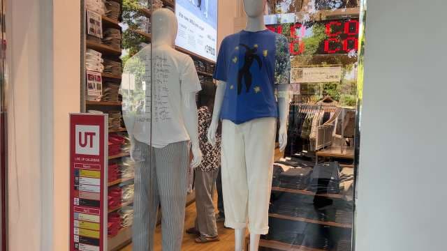 Uniqlo Storefront Display Featuring Artistic Graphic Tees