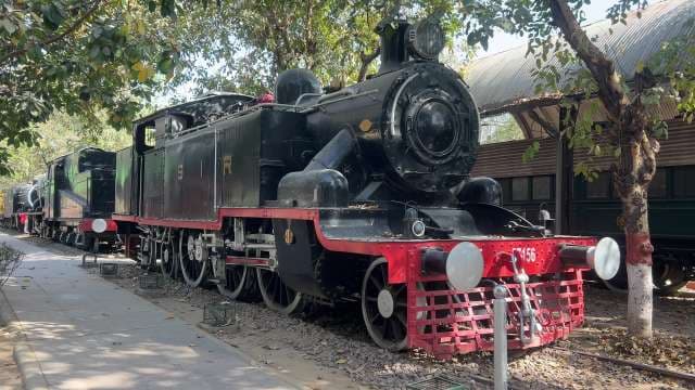 Historic Steam Locomotive Display at National Rail Museum Delhi