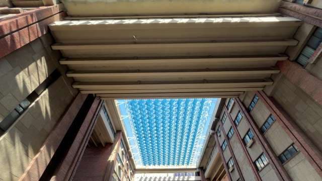Modern Architectural Canopy with Geometric Glass Roof Design