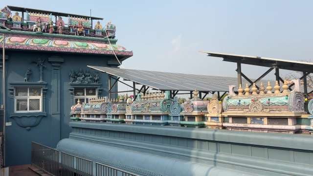 Solar Panels Powering Traditional Indian Temple Architecture