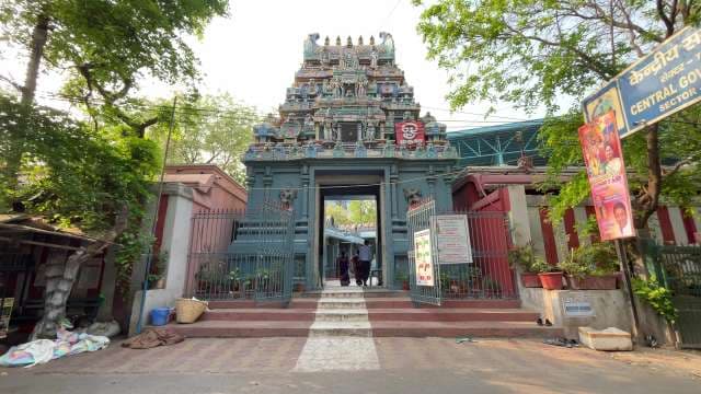 Intricate Hindu Temple Entrance in Chennai, India