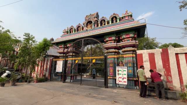 Vibrant Entrance of a Traditional Hindu Temple in India