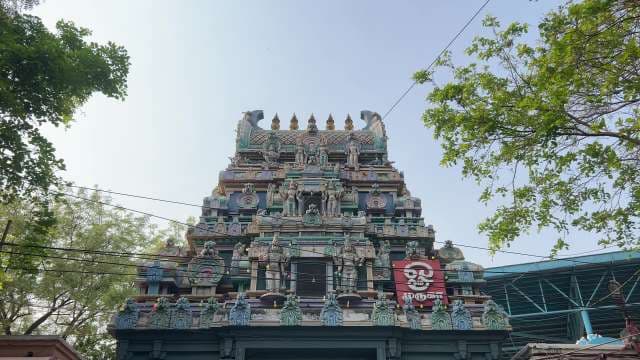 Colorful South Indian Hindu Temple Tower in Chennai
