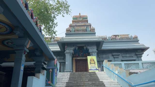Vibrant Hindu Temple Entrance with Ornate Architecture