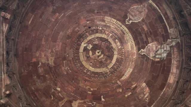 Ancient Stone Dome Ceiling With Intricate Carvings