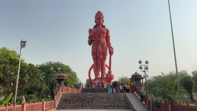 Massive Hanuman Statue Towers at Delhi's Karol Bagh Temple