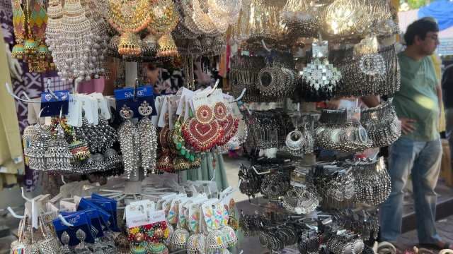 Vibrant Indian Jewelry Market Displayed Outdoors