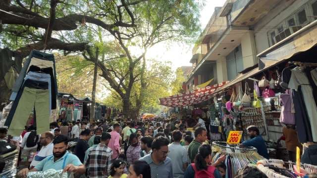 Bustling Street Market Shopping Scene in India