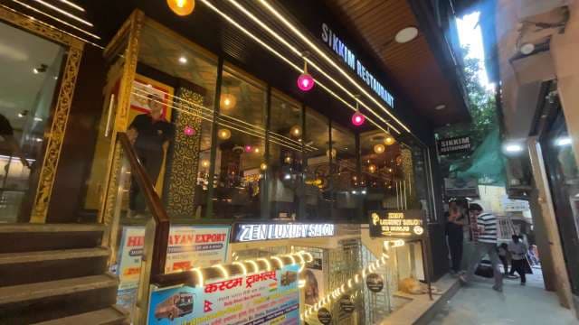Sikkim Restaurant Illuminated Entrance in New Delhi