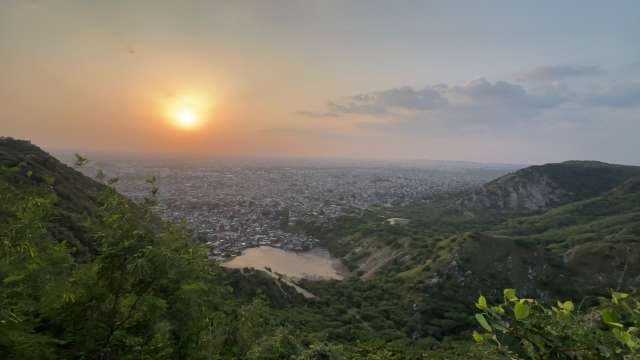 Panoramic Sunset View Over Jaipur City From Nahargarh Fort