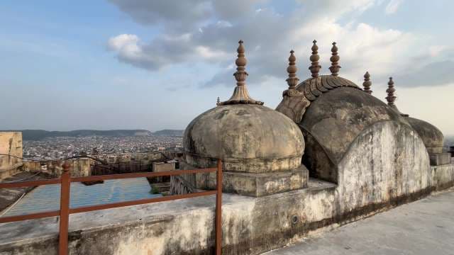 Historic Jaipur Fort Domes Overlooking the City Skyline