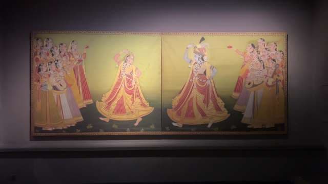 Vibrant Depiction of Krishna and Radha Ras Leela Dance