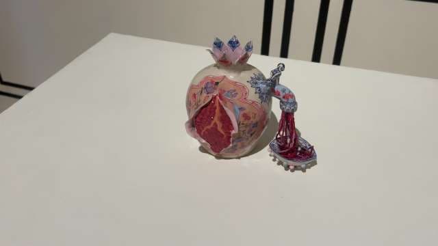 Handcrafted Persian Ceramic Pomegranate Art Display