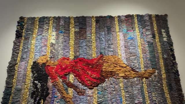 Striking Textile Art Depicts Reclining Figure in Bold Colors