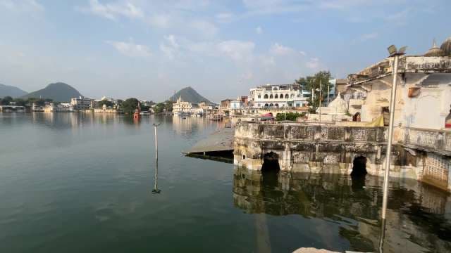 Scenic View of Pushkar Lake and Surrounding Cityscape