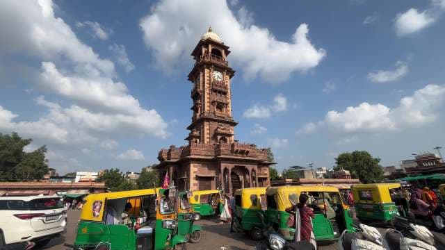 Jodhpur Ghanta Ghar Clock Tower Amidst Busy Market Life