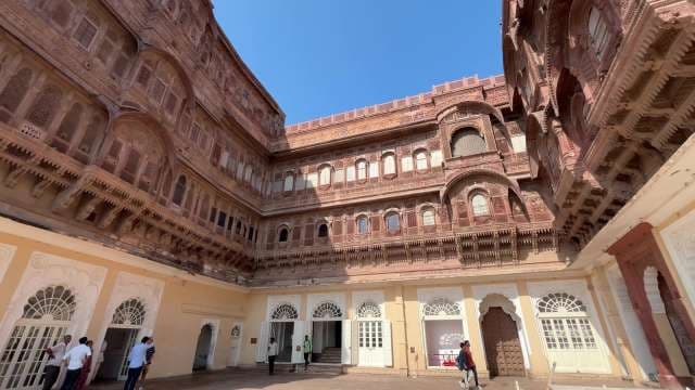 Exploring the Courtyard of Historic Mehrangarh Fort, Jodhpur