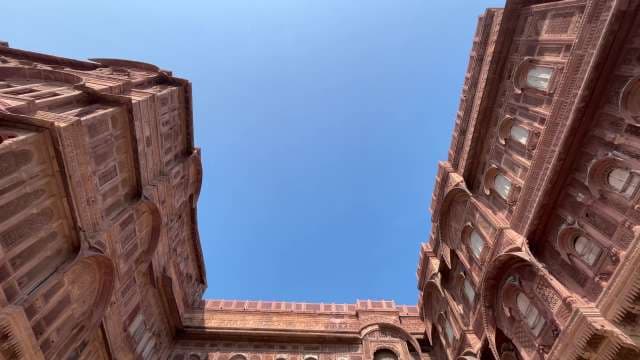 Majestic Mehrangarh Fort Courtyard Under Clear Blue Sky