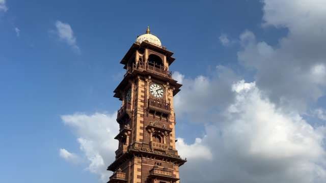 Majestic Clock Tower Against Blue Sky in Jodhpur