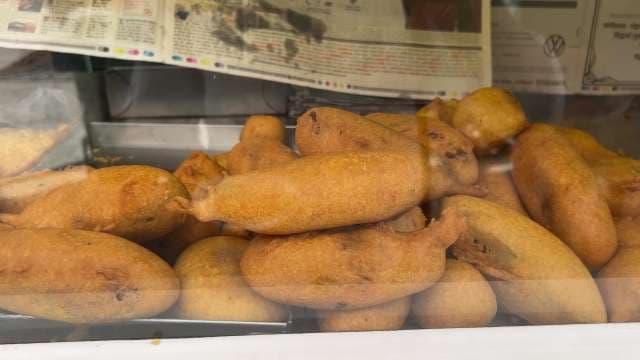 Delicious Indian Mirchi Bajji Street Food Display